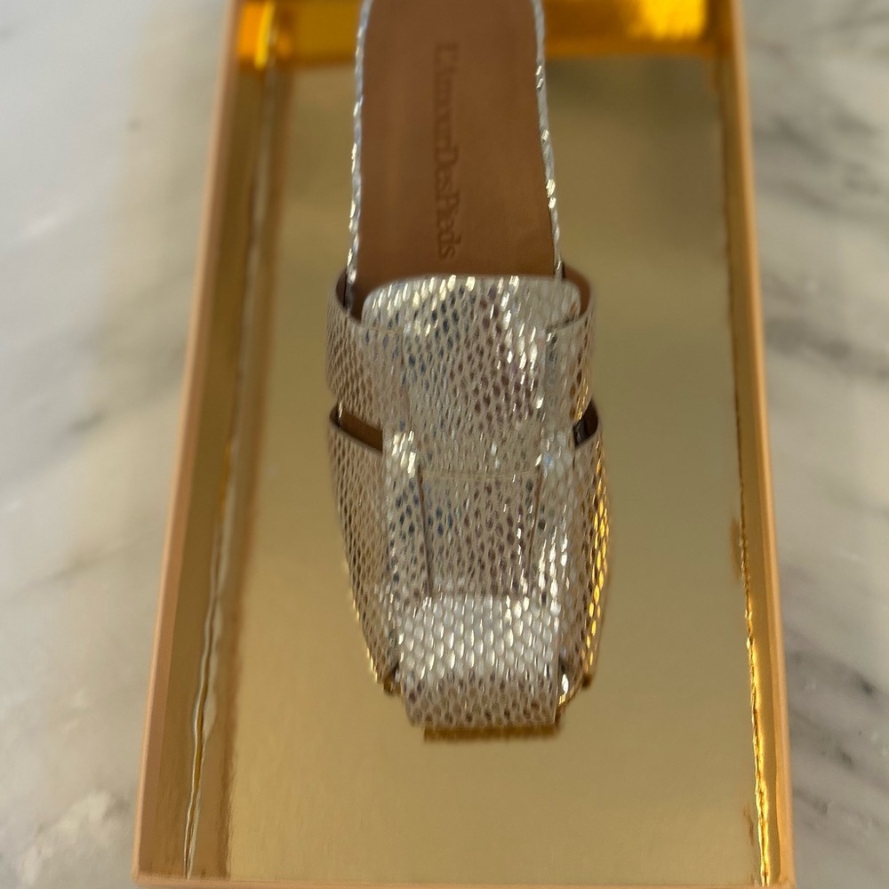 L’AmourDesPieds Wavan Leather Shoes Silver/Gold Size 7 - Picture 7 of 8